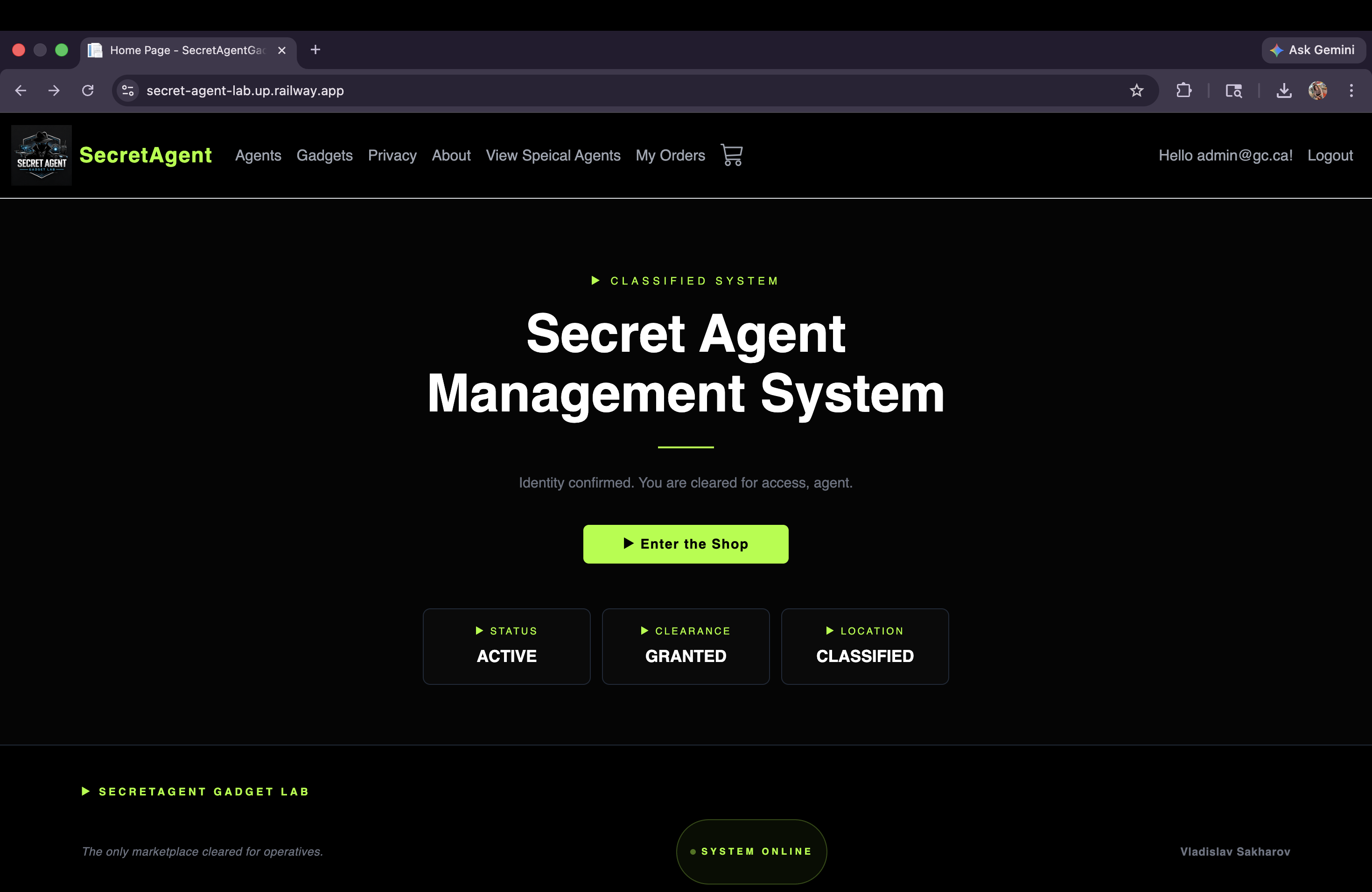 Secret Agent home